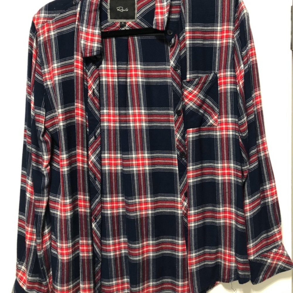Rails WMNS navy/red hunter button down SMALL